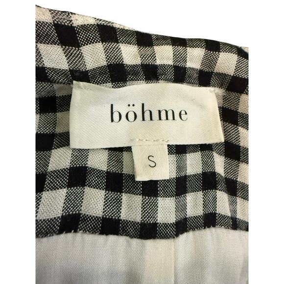 Böhme Black & White Gingham Button-Front Short Sleeve Dress – Size Small - Picture 3 of 7